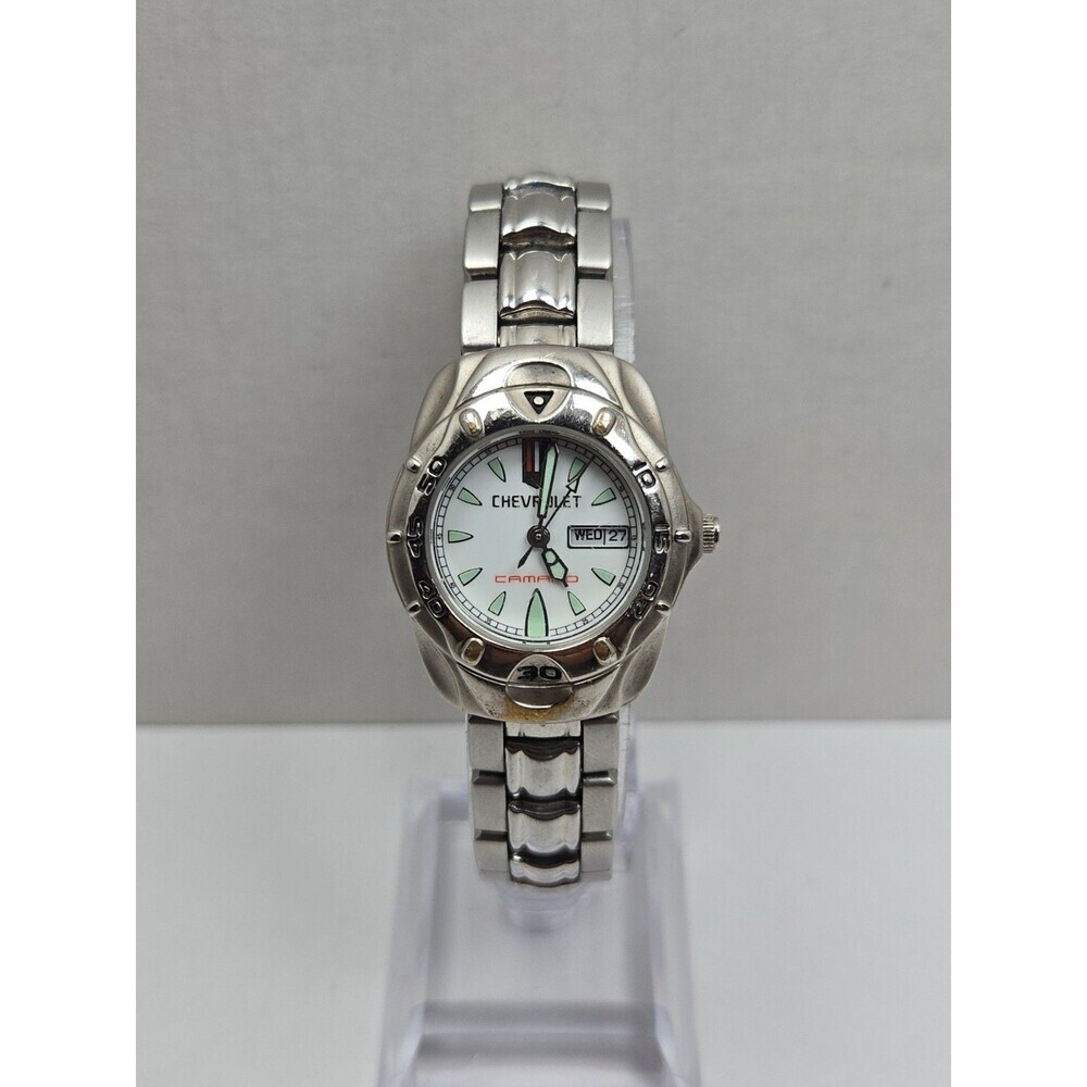 Chevrolet Camaro Womens 28mm Day Date Watch Chevy GM Auto Racing New Battery